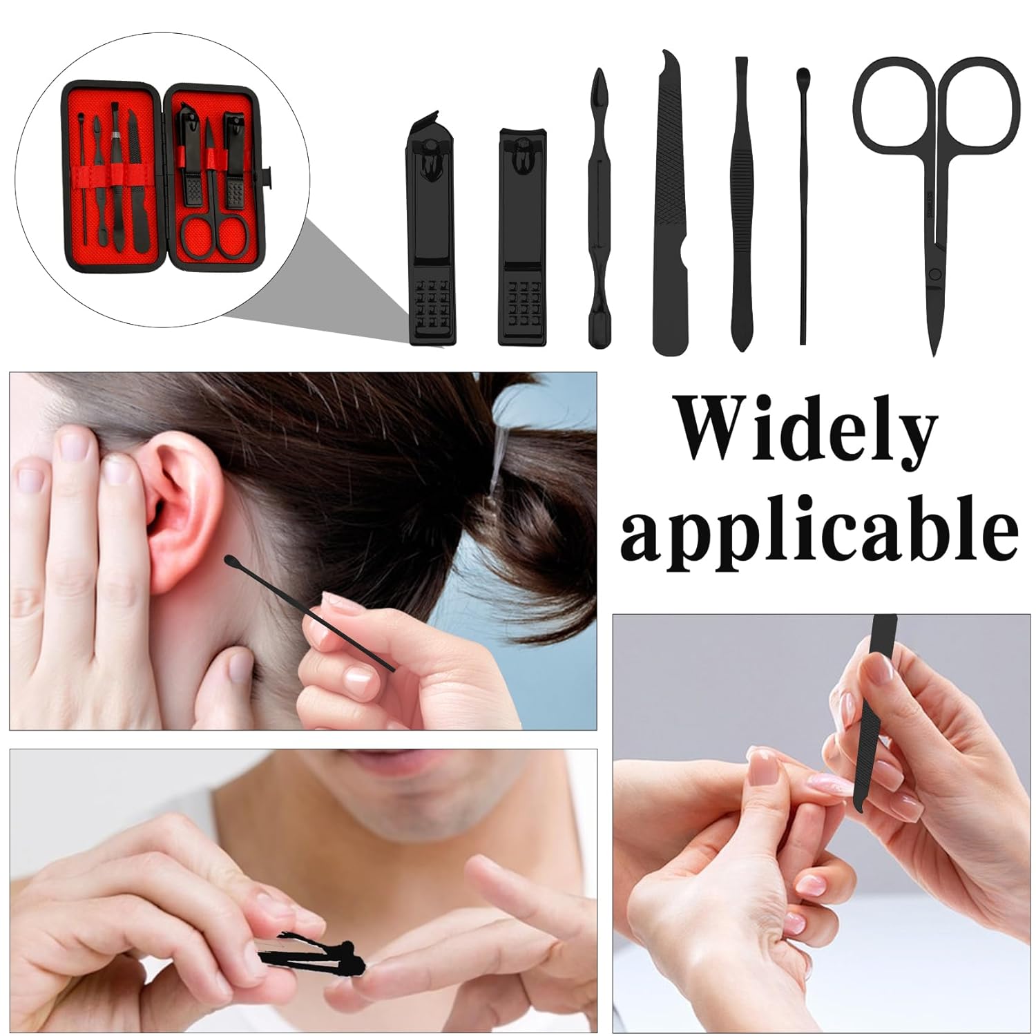 Manicure Kit for Men Women Nail Clippers Pedicure Tools Kit Travel Nail File Toe Set Finger Grooming Kits Christmas Birthday Gifts Ideas Stocking Stuffers Kids Adults Teens Boys Girls Friends(Black)